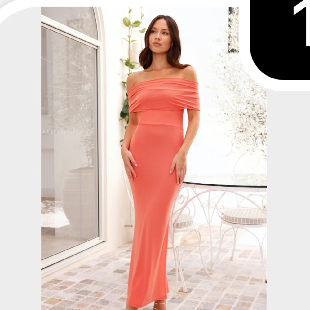 Hello Molly Coral Strapless Dress